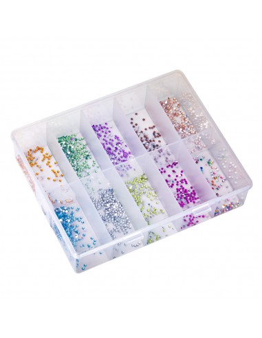 Boks med krystaller mix farge1,5mm...